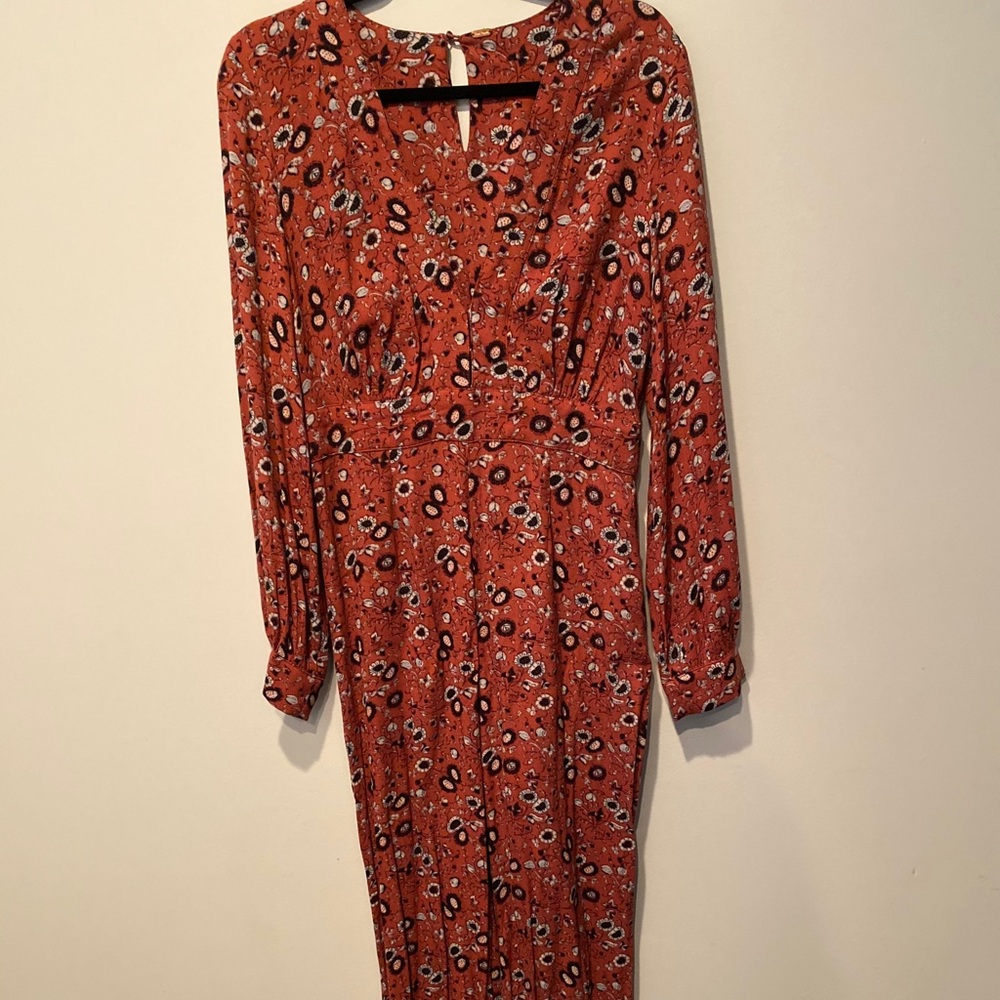 Free People long sleeve burnt orange jumpsuit - Picture 2 of 4